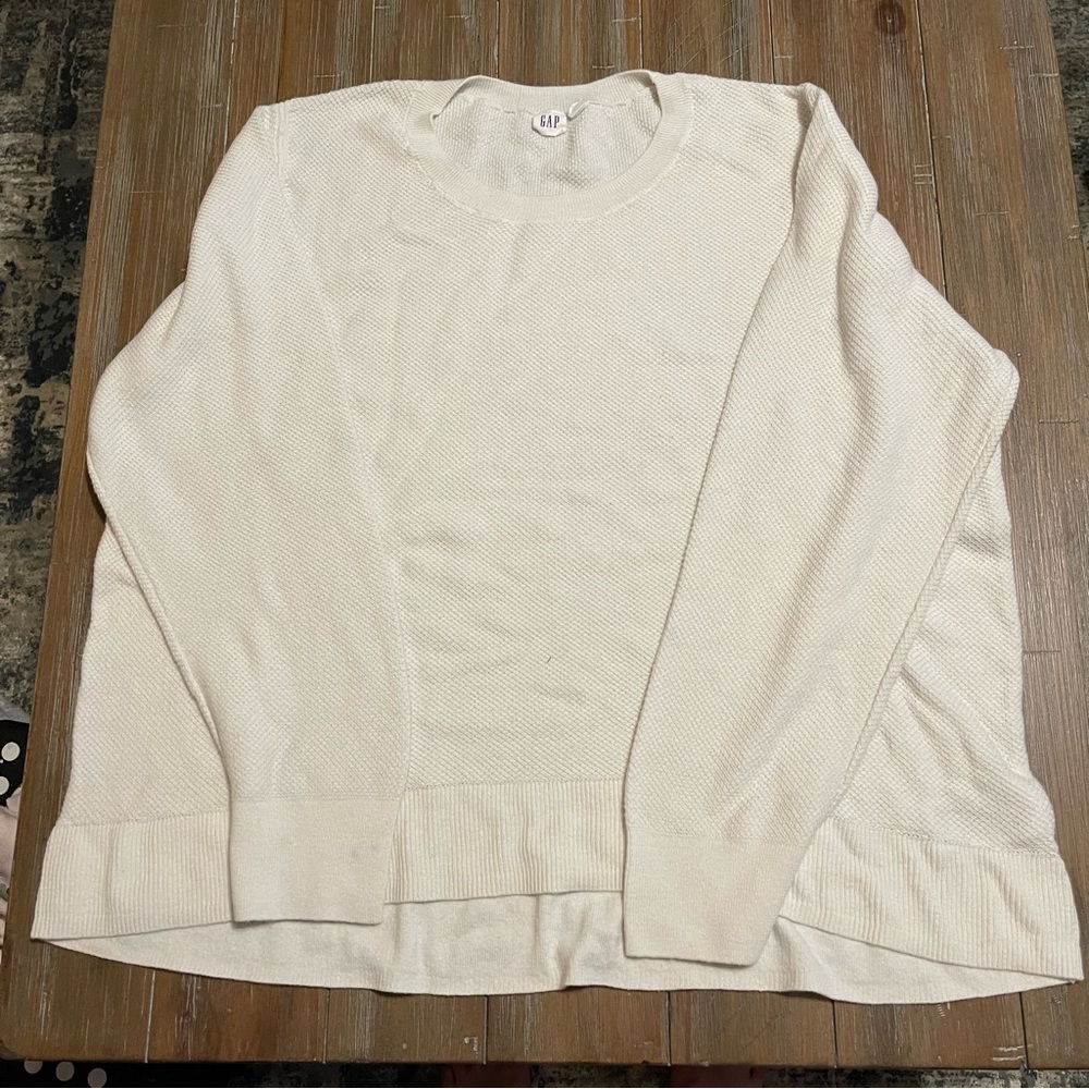 GAP Women's Cream Textured Crewneck Sweater